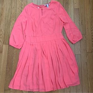 Skater Dress Fit & Flare Womens Large Coral pleated